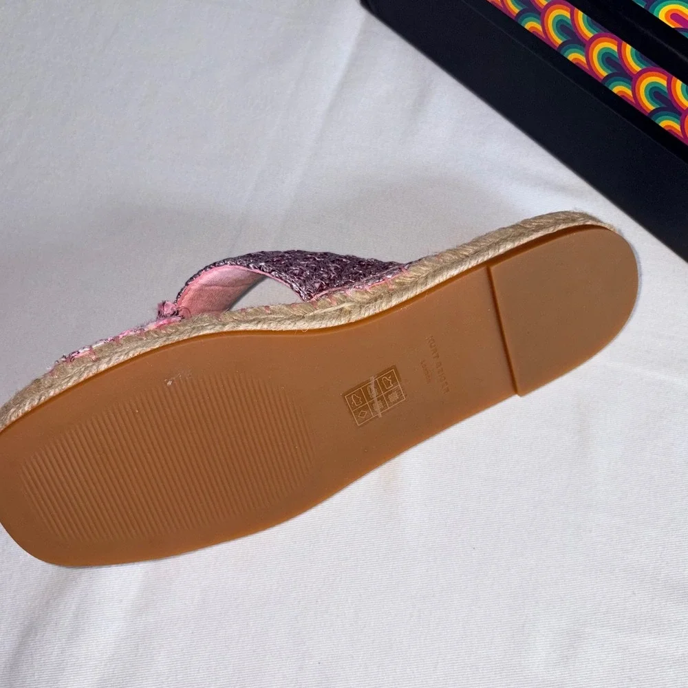 Kurt Geiger London Espadrille Slide 10  Eu 41 Pink Tweed Eagle Head Woven Flat